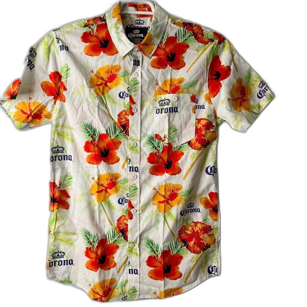 Corona Button Up Flowery Dress Shirt Size M